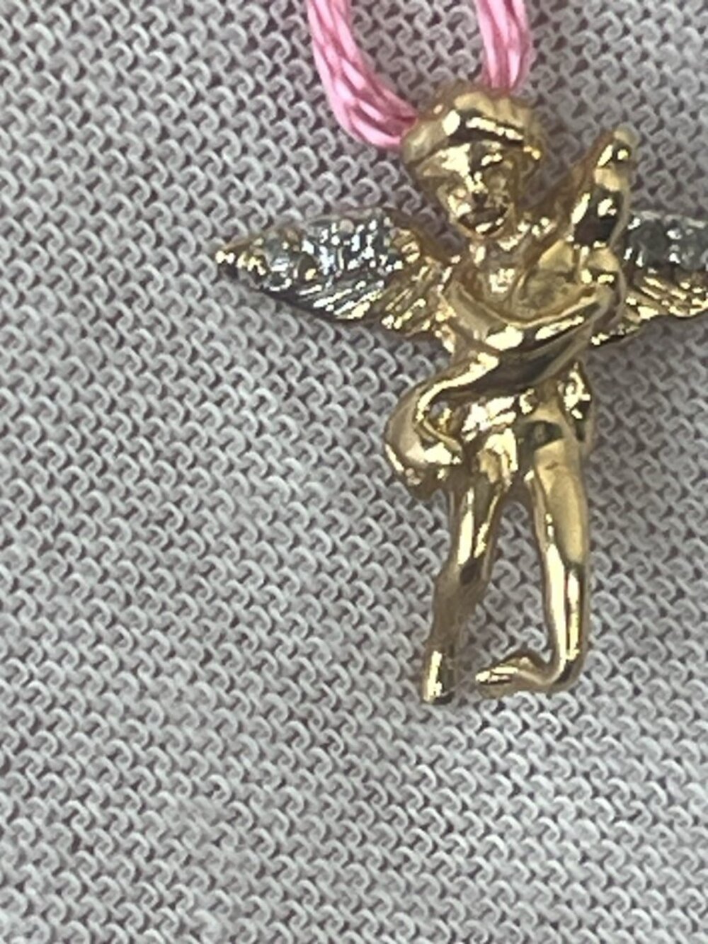 vtg made in Italy 2 gram 14k gold/6Diamond guardian angel pendant sparkly - Picture 12 of 16